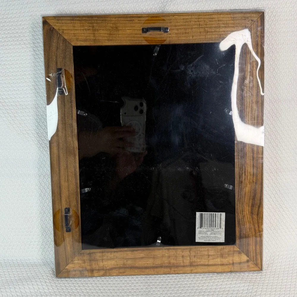 Home Images 10x13 Pine Wood Wall Frame Brown Rustic Black Corner Accents NEW